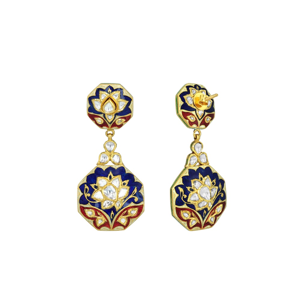 Dual-Sided Polki Earring with Intricate Meenakari Detailing